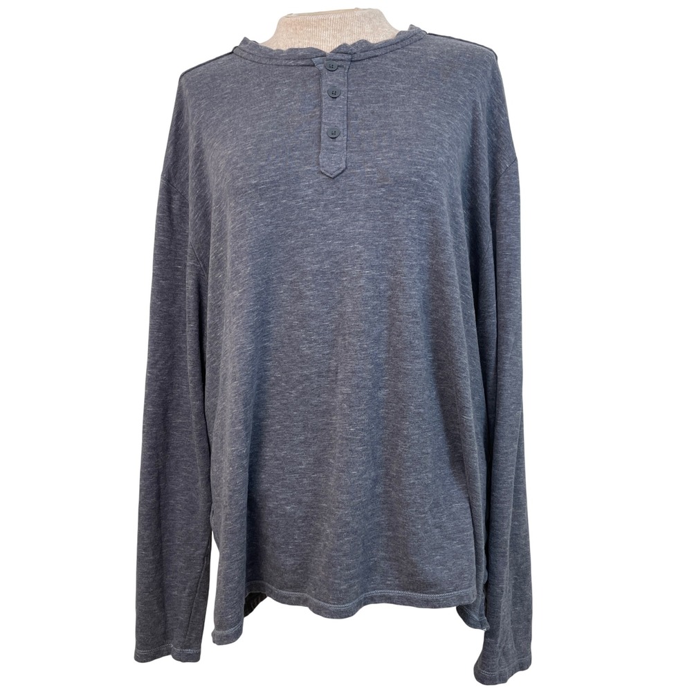 Tommy Bahama Women's Long‎ Sleeve Henley Shirt XL Gray Cotton Blend Relaxed Fit